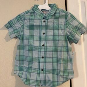 Classic Plaid Short-Sleeve Shirt - Green/Light Blue